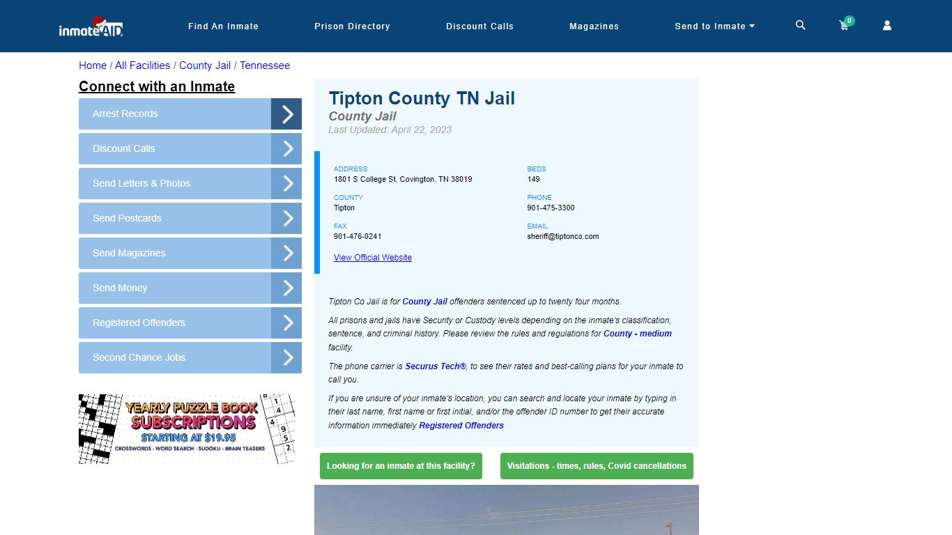 Tipton County TN Jail - Inmate Locator - Covington, TN